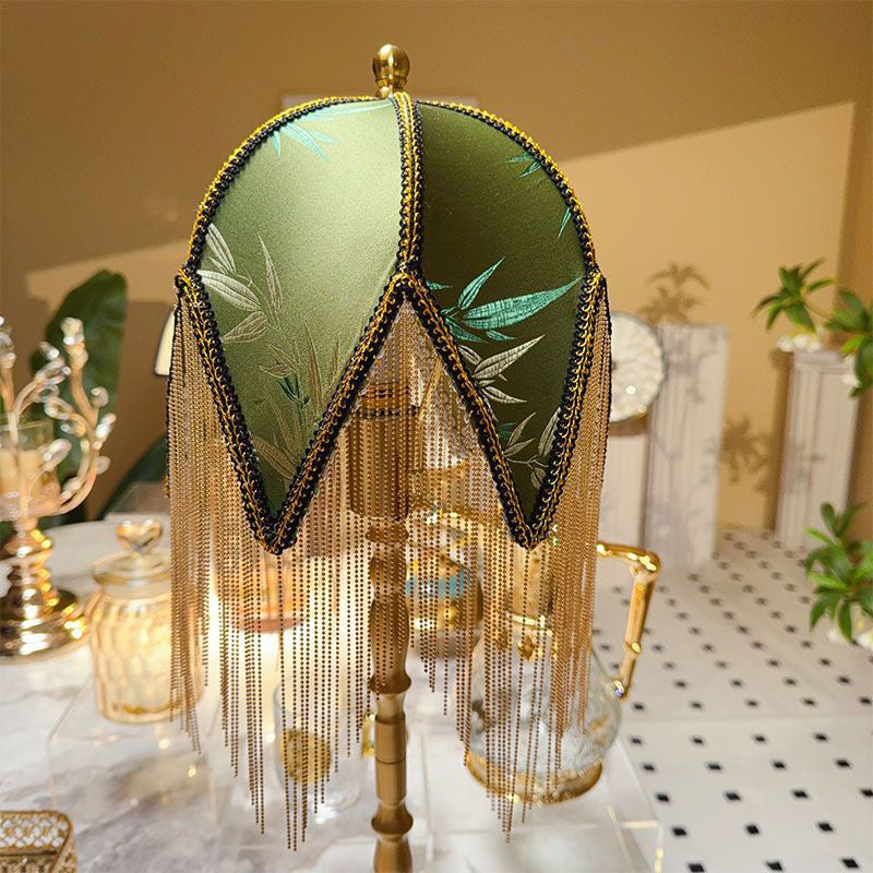 Half Round Tassel Bamboo Table Lamp
