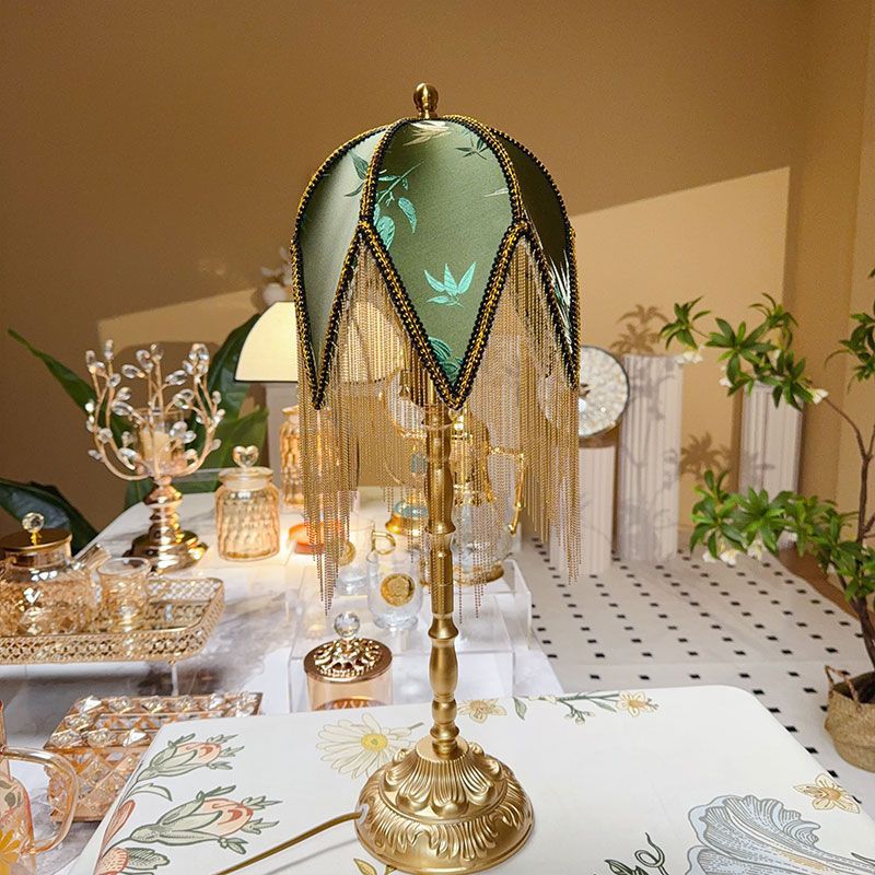 Half Round Tassel Bamboo Table Lamp