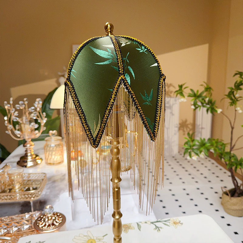 Half Round Tassel Bamboo Table Lamp