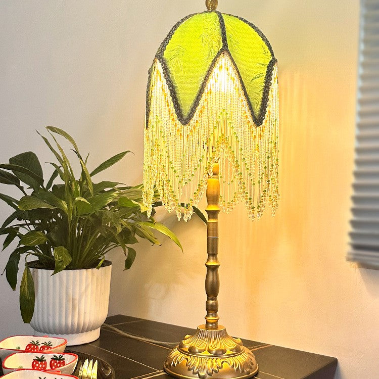 Half Round Tassel Bamboo Table Lamp
