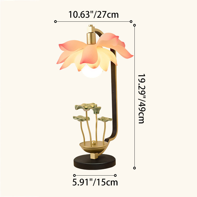 Lotus Leaf Round Resin Table Lamp