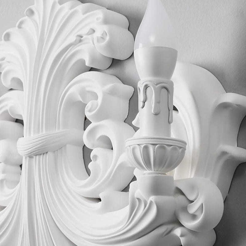 Striped Curved Carved Plaster Wall Lamp