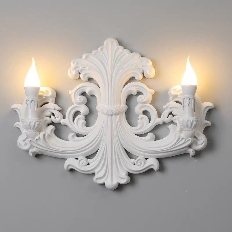 Striped Curved Carved Plaster Wall Lamp