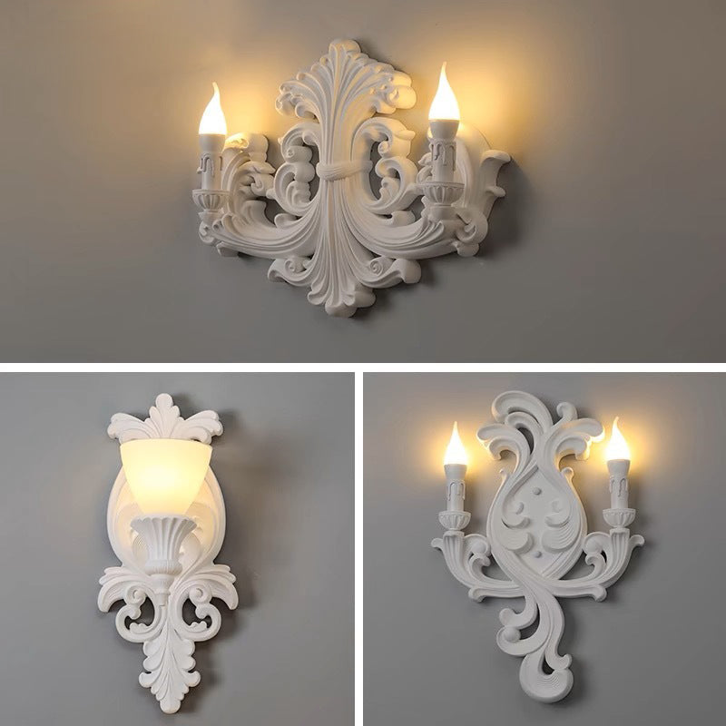 Striped Curved Carved Plaster Wall Lamp