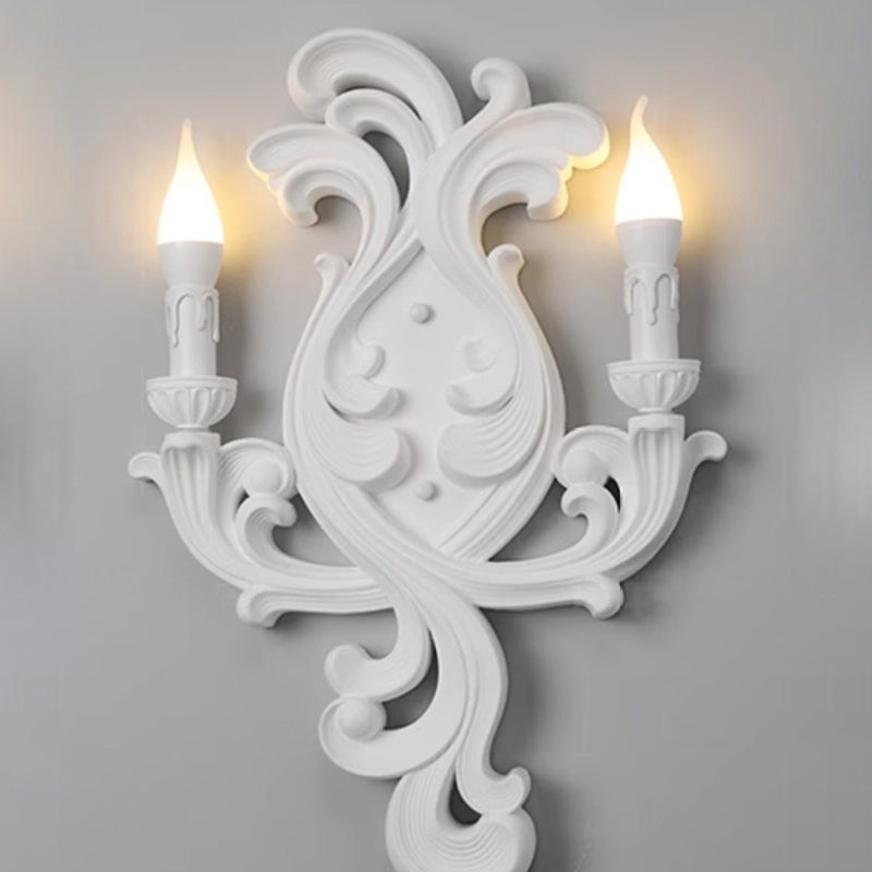 Striped Curved Carved Plaster Wall Lamp