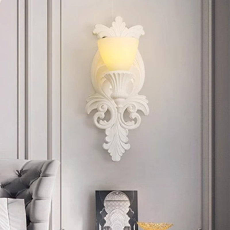 Striped Curved Carved Plaster Wall Lamp