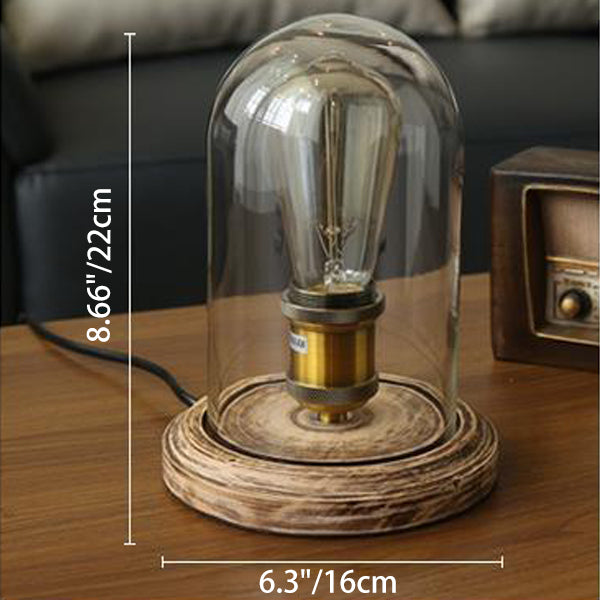 Oval Cylinder Round Wood Table Lamp