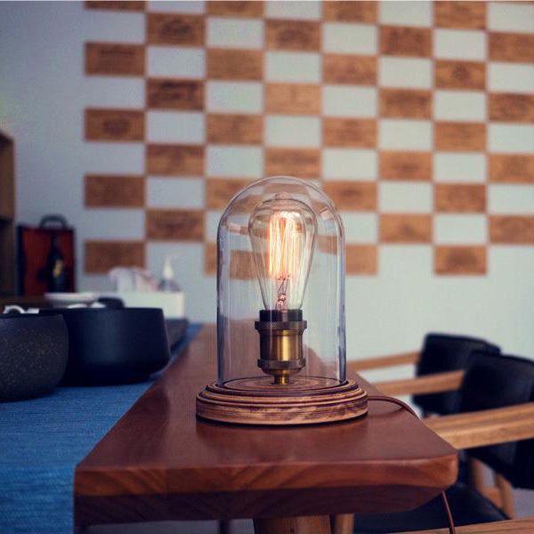 Oval Cylinder Round Wood Table Lamp