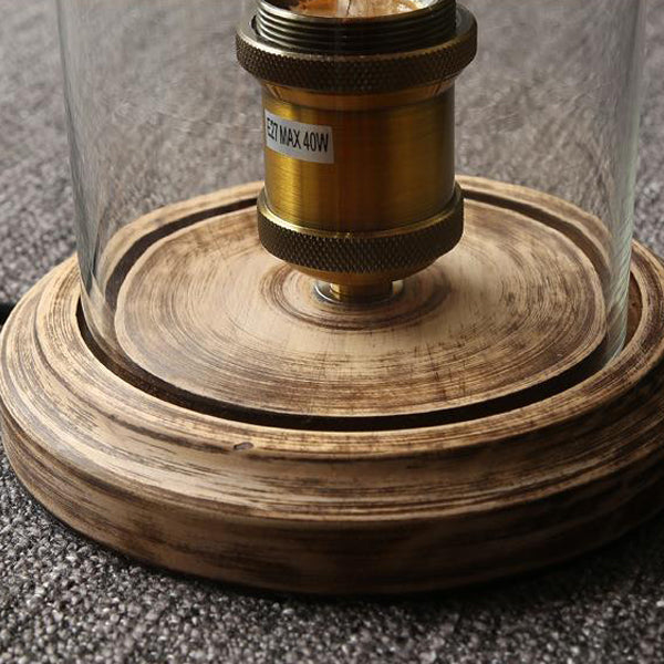Oval Cylinder Round Wood Table Lamp