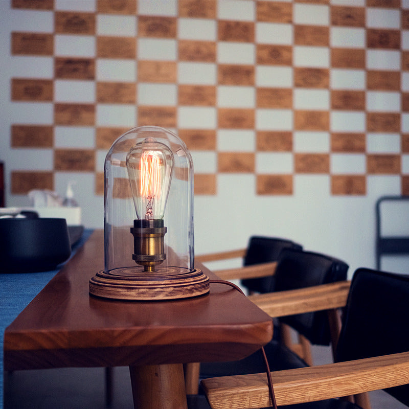 Oval Cylinder Round Wood Table Lamp