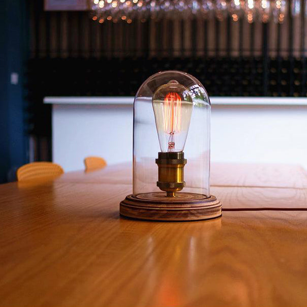 Oval Cylinder Round Wood Table Lamp