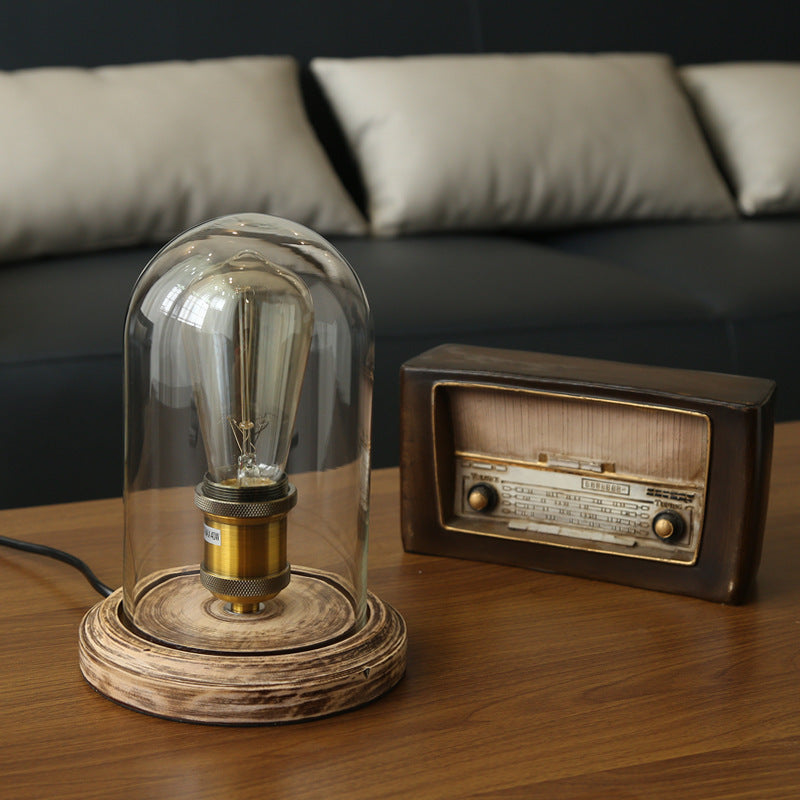Oval Cylinder Round Wood Table Lamp