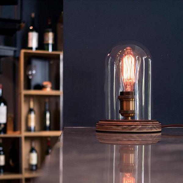 Oval Cylinder Round Wood Table Lamp