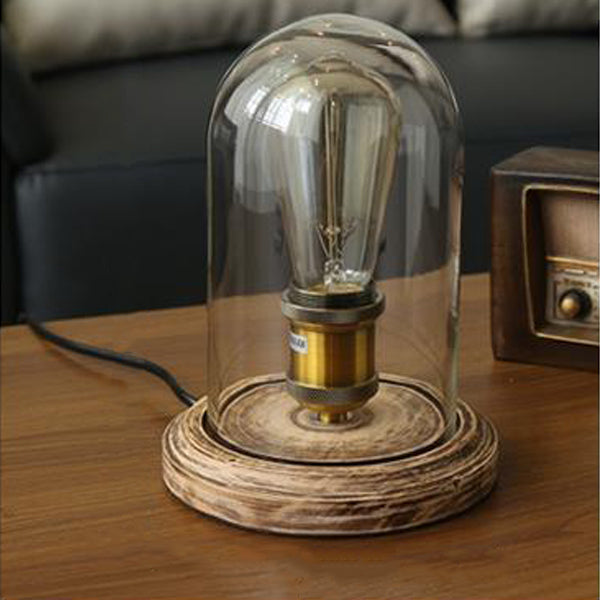 Oval Cylinder Round Wood Table Lamp