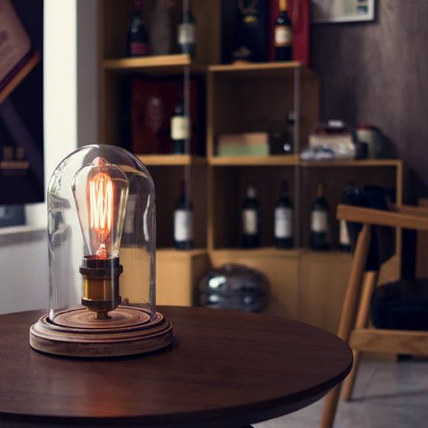 Oval Cylinder Round Wood Table Lamp