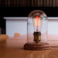 Oval Cylinder Round Wood Table Lamp