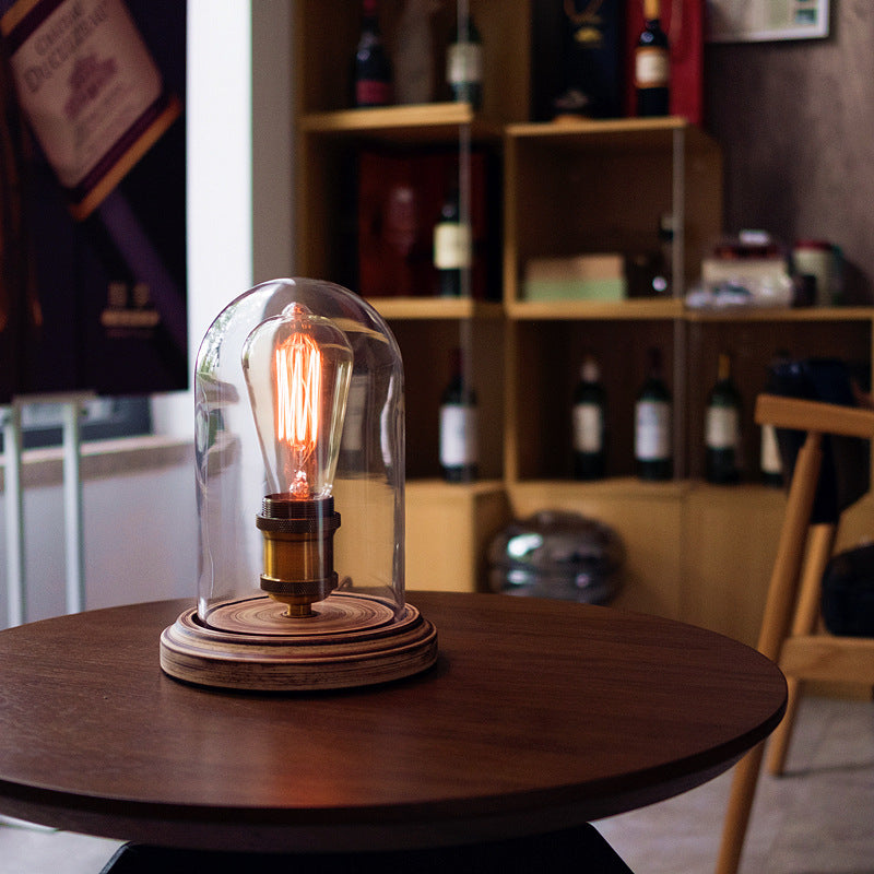 Oval Cylinder Round Wood Table Lamp