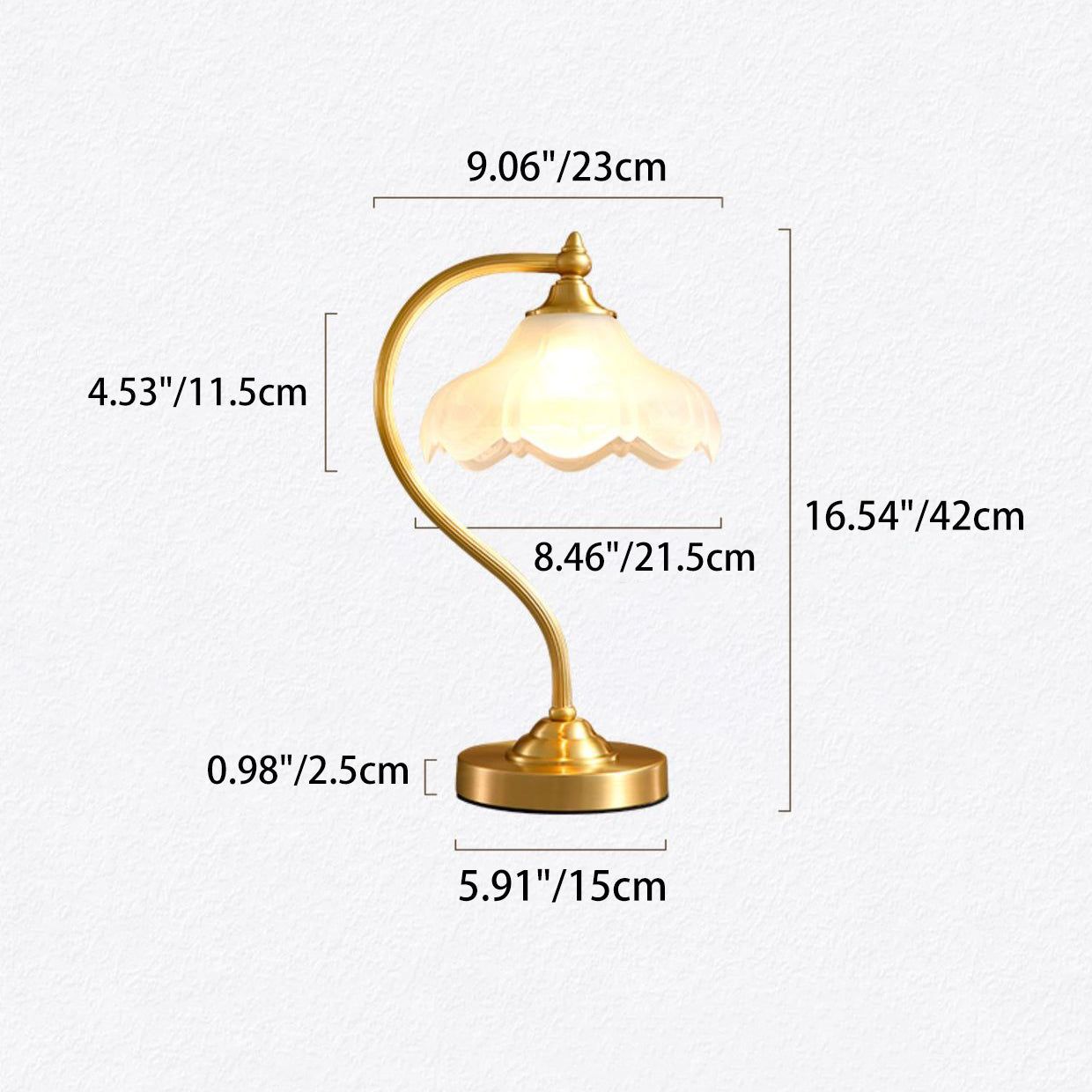 Floral Round Copper Glass Table Lamp