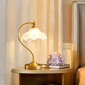 Floral Round Copper Glass Table Lamp