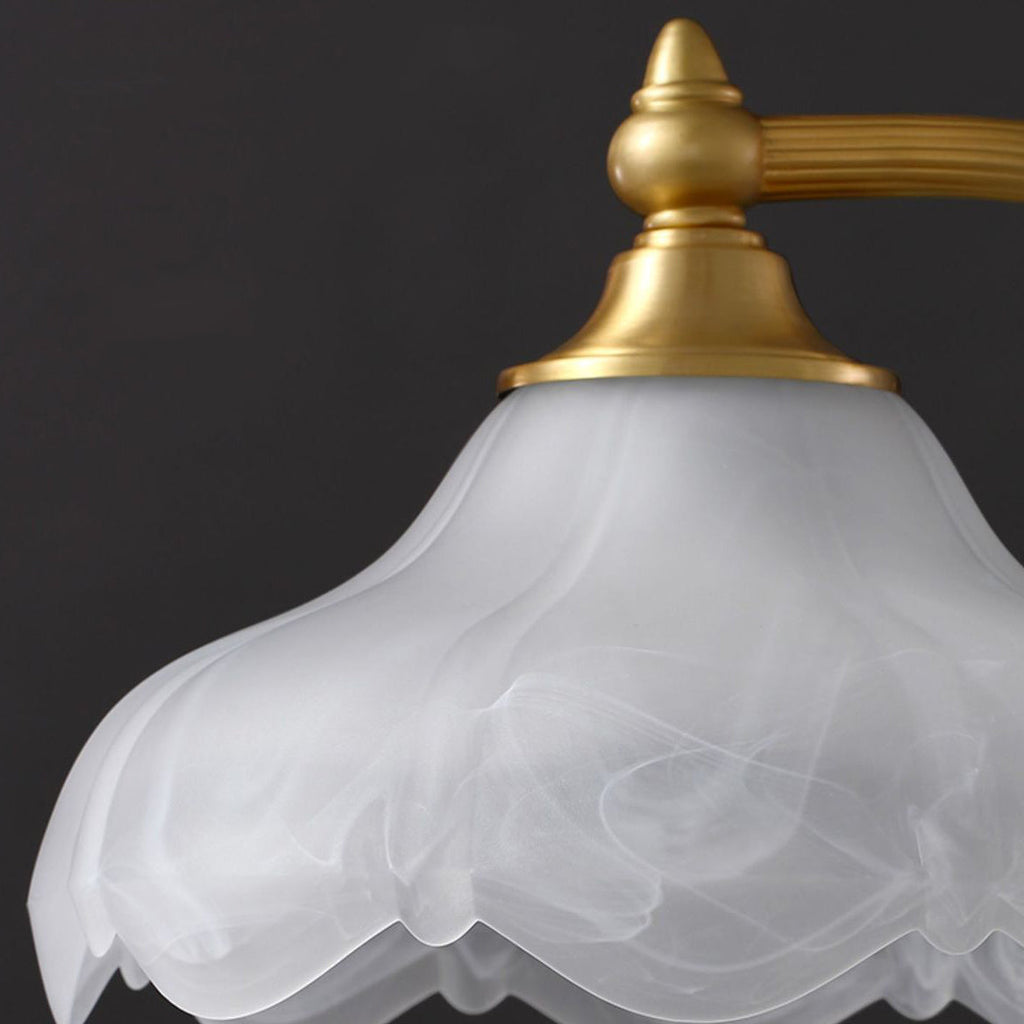 Floral Round Copper Glass Table Lamp