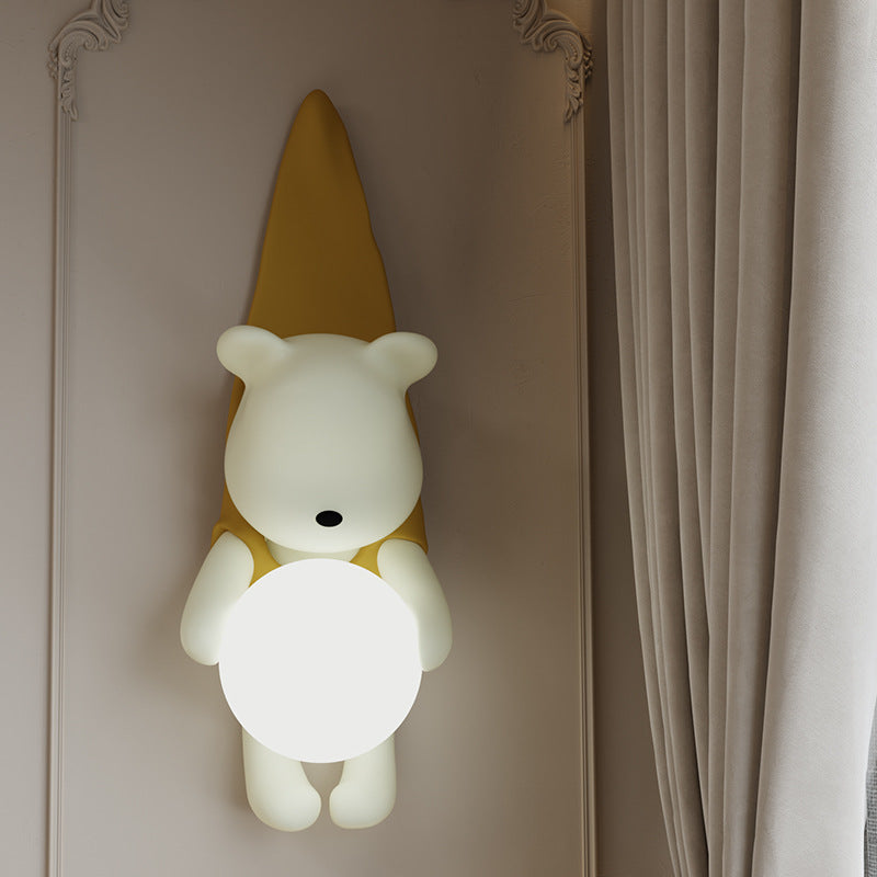 Cartoon Kids Bear Resin Wall Lamp