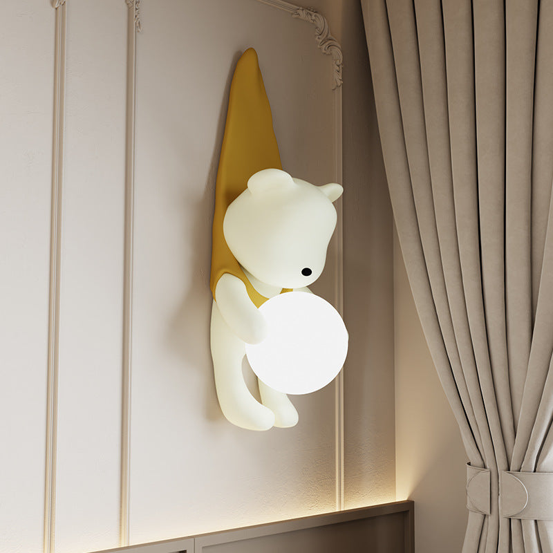Cartoon Kids Bear Resin Wall Lamp