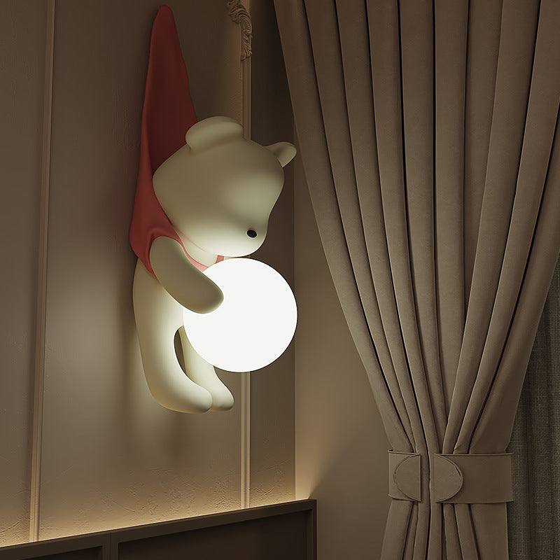 Cartoon Kids Bear Resin Wall Lamp
