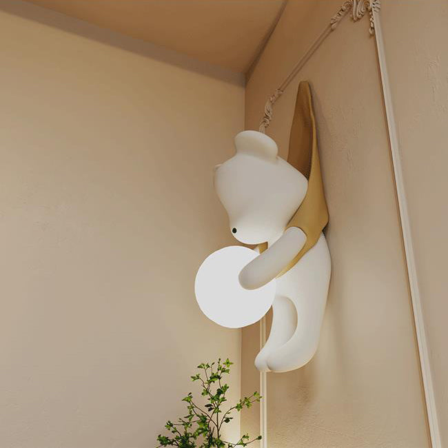 Cartoon Kids Bear Resin Wall Lamp