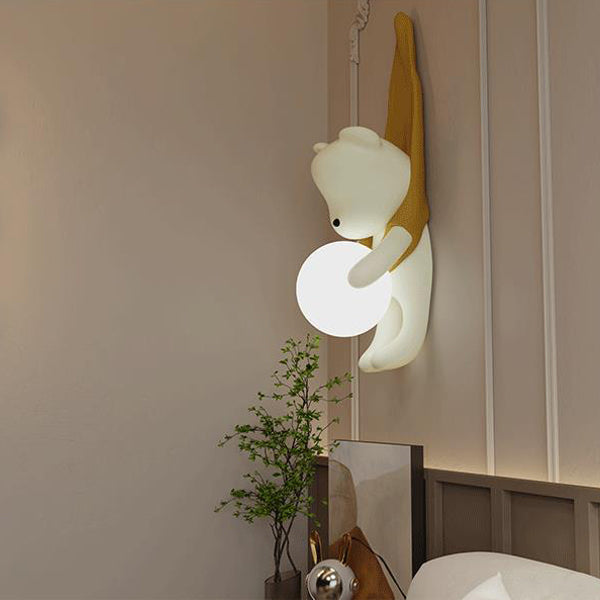 Cartoon Kids Bear Resin Wall Lamp