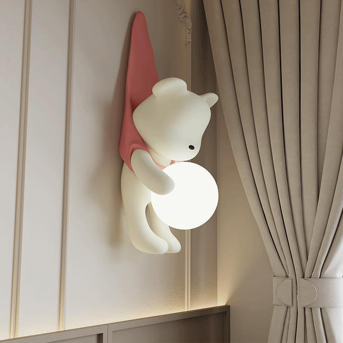 Cartoon Kids Bear Resin Wall Lamp