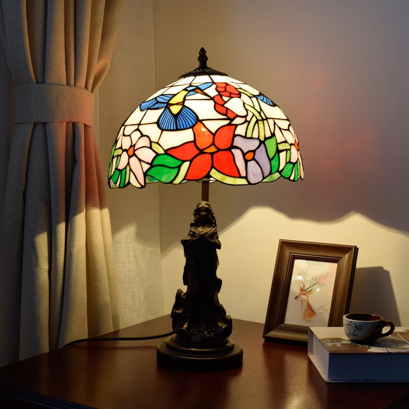 Pastoral Bird Stained Glass Table Lamp