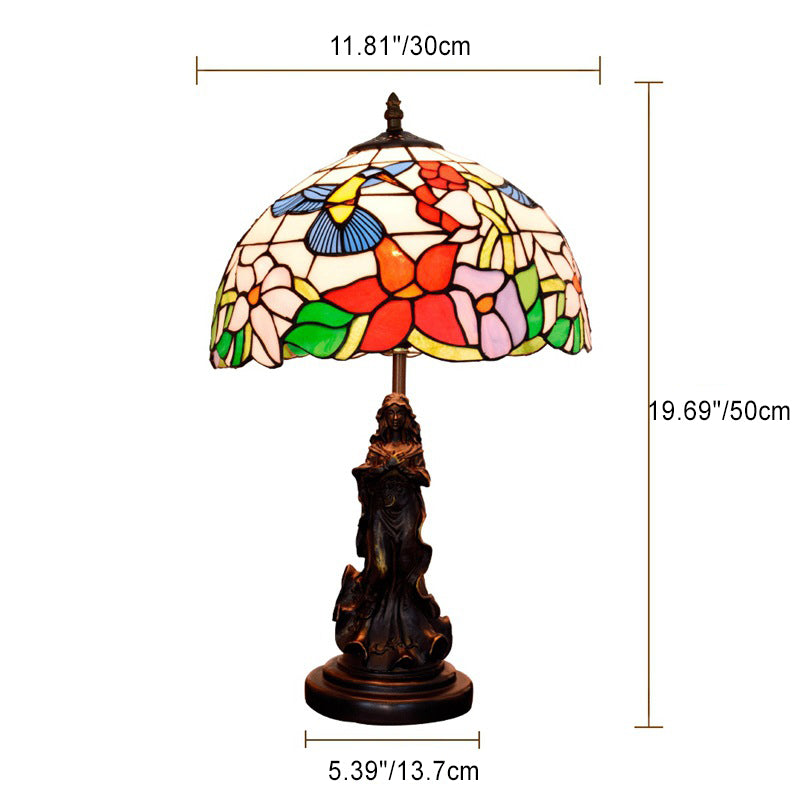 Pastoral Bird Stained Glass Table Lamp