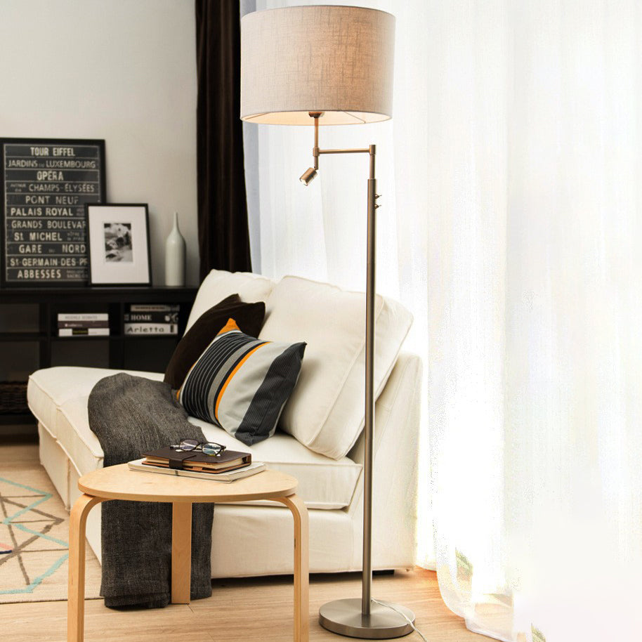 Cylinder Fabric Iron Rotatable 2-Light Floor Lamp