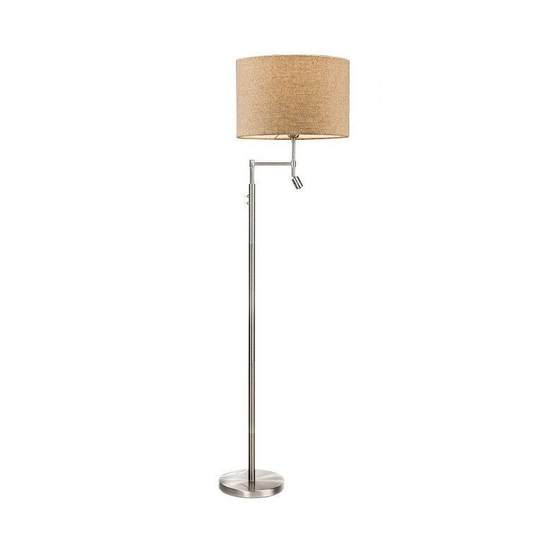 Cylinder Fabric Iron Rotatable 2-Light Floor Lamp
