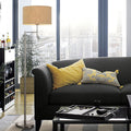 Cylinder Fabric Iron Rotatable 2-Light Floor Lamp