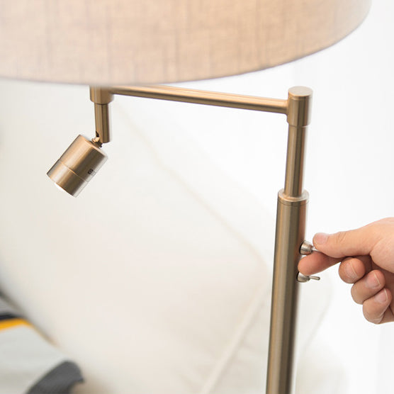 Cylinder Fabric Iron Rotatable 2-Light Table Lamp