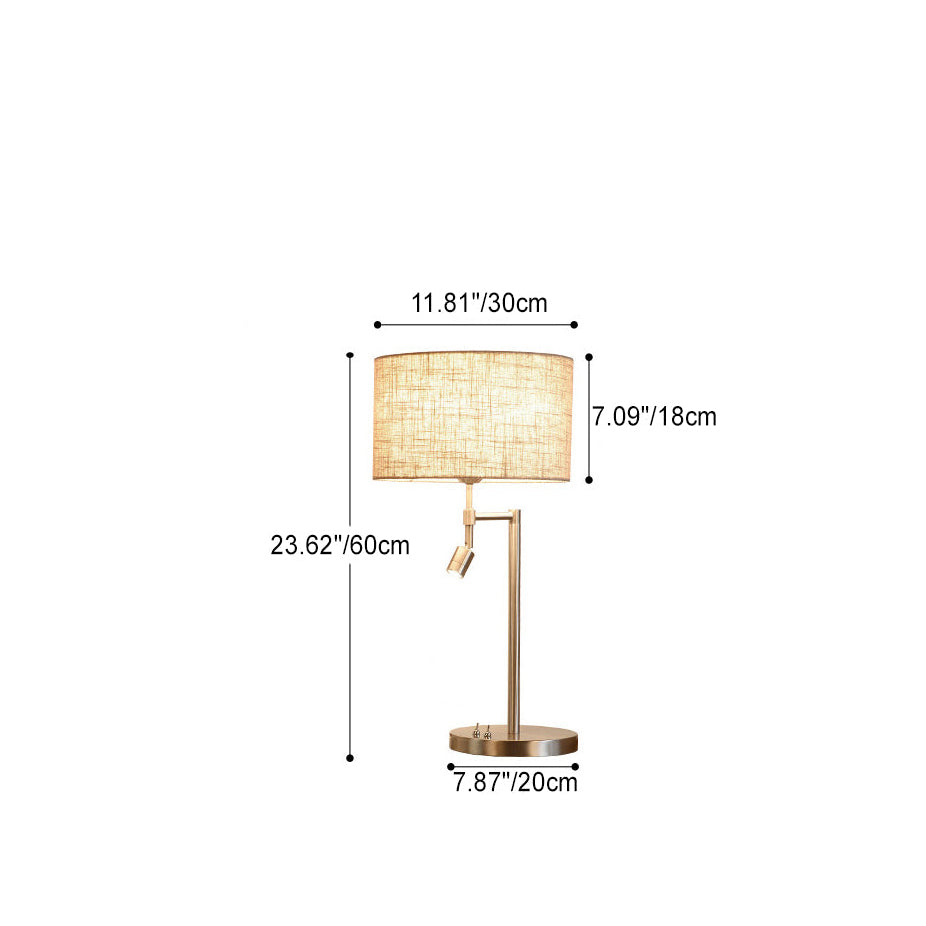 Cylinder Fabric Iron Rotatable 2-Light Table Lamp