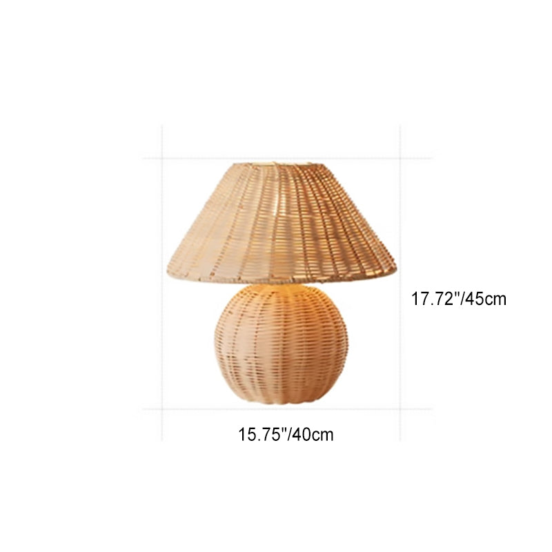 Rattan Weaving Round Home Table Lamp