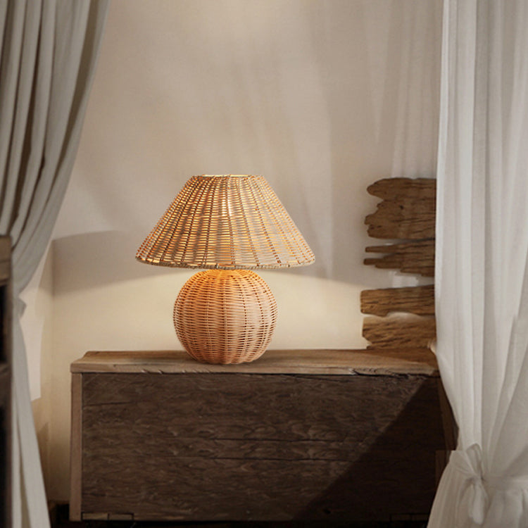 Rattan Weaving Round Home Table Lamp