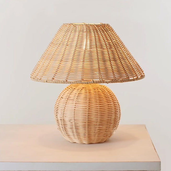 Rattan Weaving Round Home Table Lamp