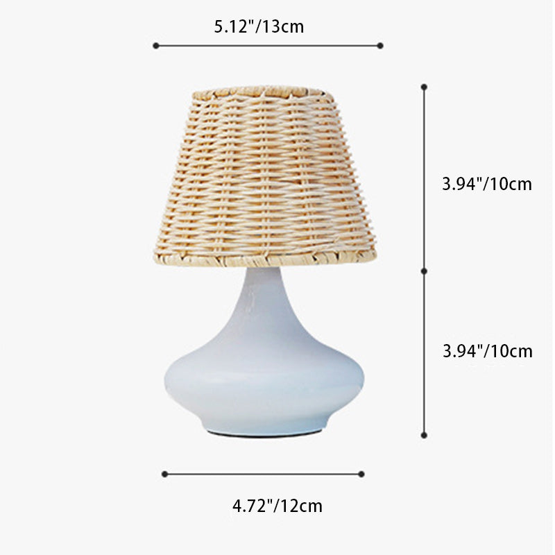 Rattan Weaving Iron Vase Table Lamp