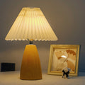 Pleated Fabric Ceramic Bedroom Table Lamp