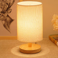 Fabric Cylinder Wood Bedroom Table Lamp