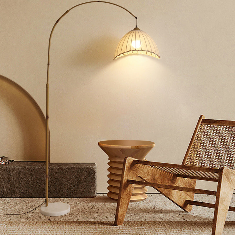Bamboo Weaving Arc Living Floor Lamp
