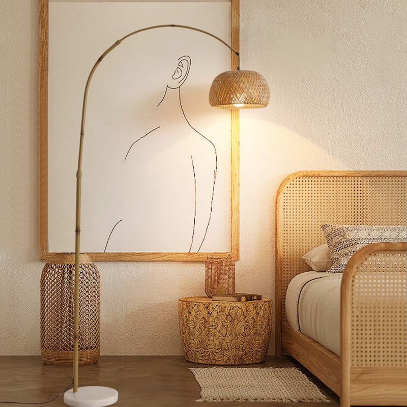 Bamboo Weaving Arc Living Floor Lamp