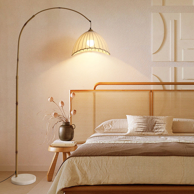 Bamboo Weaving Arc Living Floor Lamp
