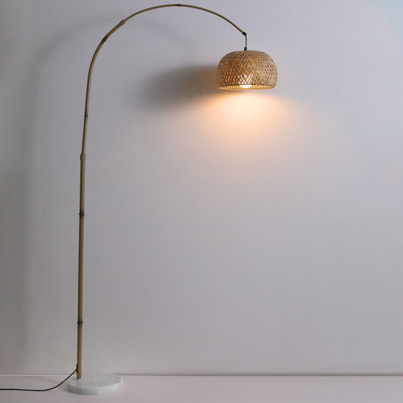 Bamboo Weaving Arc Living Floor Lamp