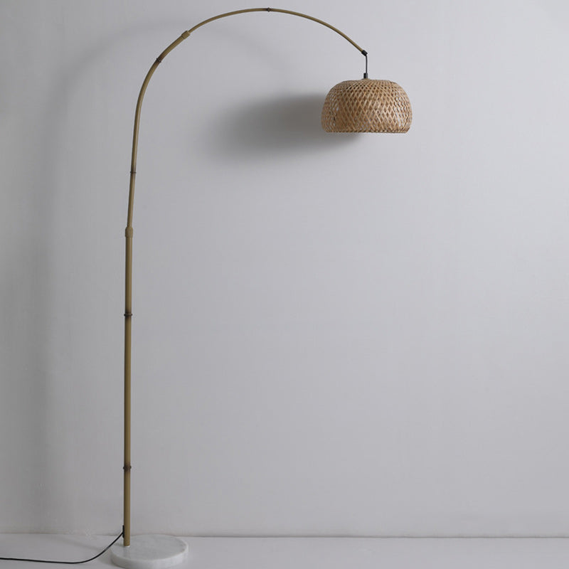 Bamboo Weaving Arc Living Floor Lamp