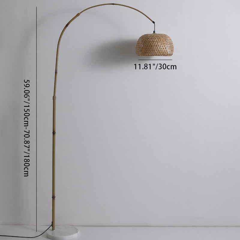 Bamboo Weaving Arc Living Floor Lamp