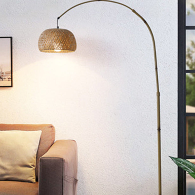 Bamboo Weaving Arc Living Floor Lamp